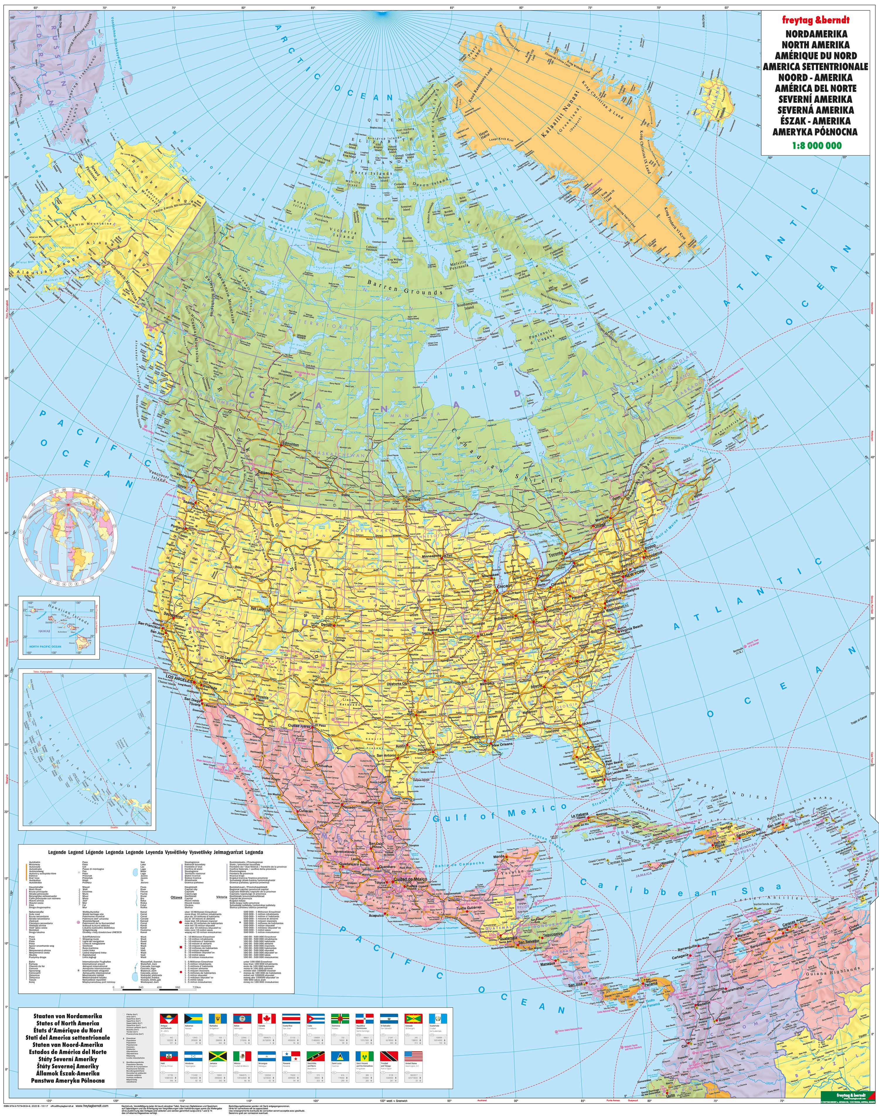 Wandkaart North America Political |…