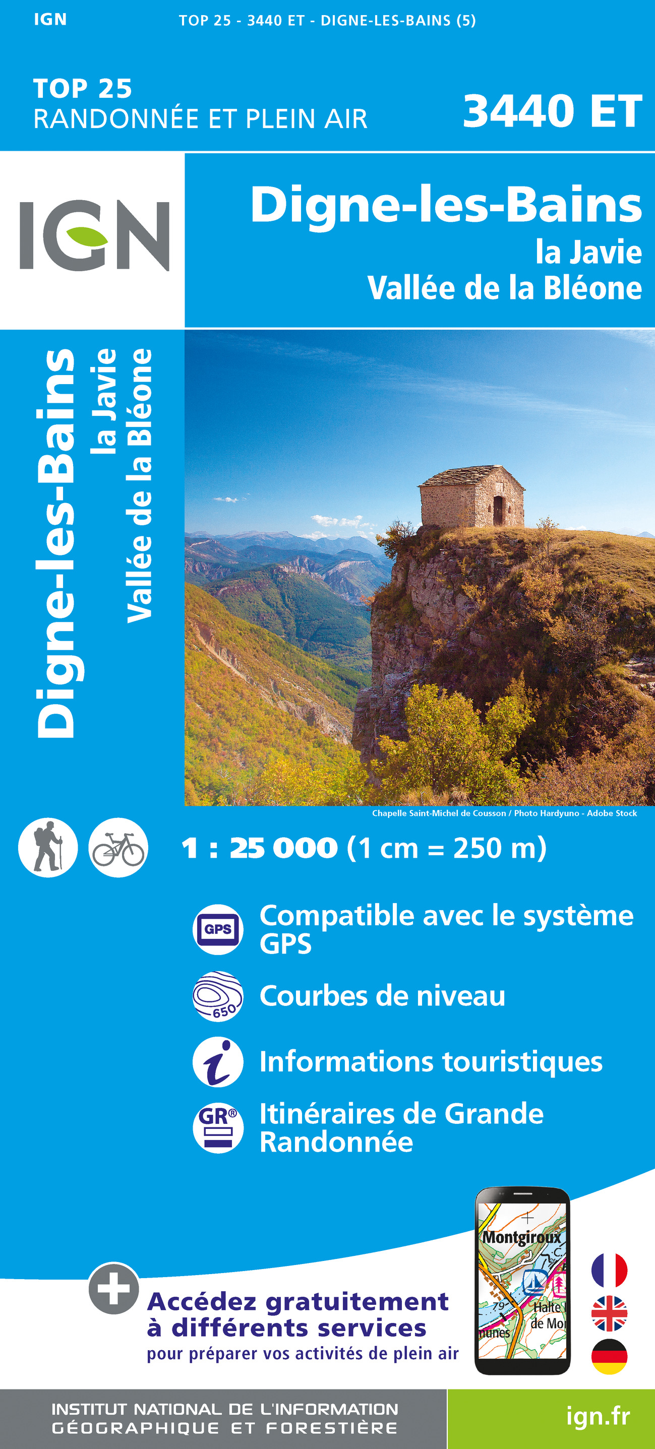 Online bestellen: Topografische kaart - Wandelkaart 3440ET Digne-les-Bains | IGN - Institut Géographique National