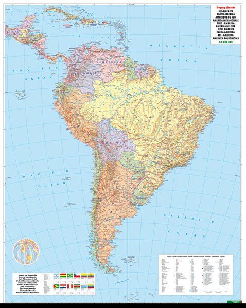 Wandkaart South America Political |…
