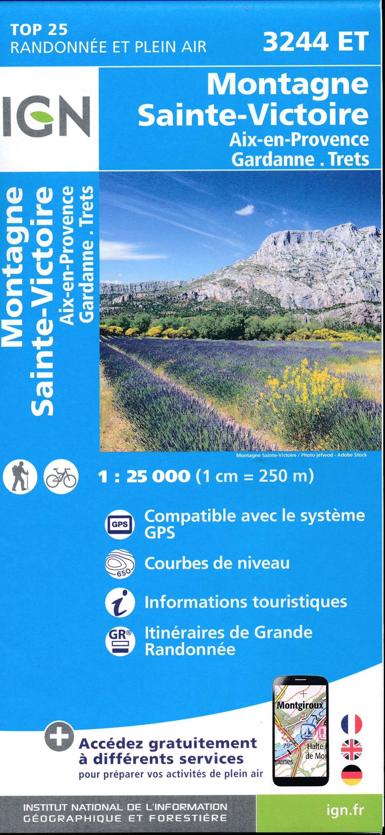 Online bestellen: Wandelkaart - Topografische kaart 3244ET Montagne - Sainte-Victoire | IGN - Institut Géographique National