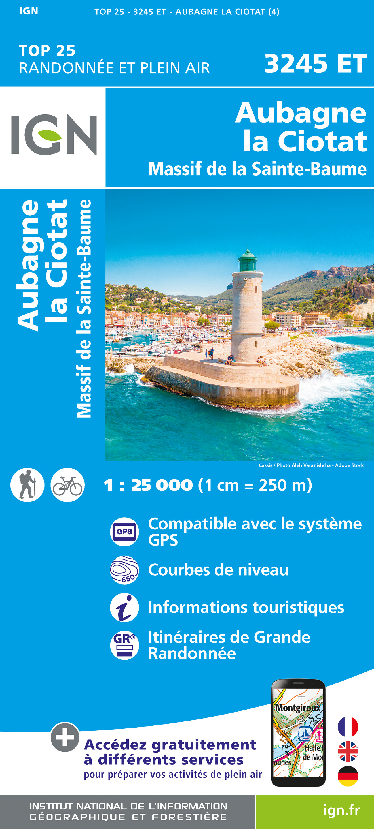 Online bestellen: Topografische kaart - Wandelkaart 3245ET Aubagne - La Ciotat | IGN - Institut Géographique National