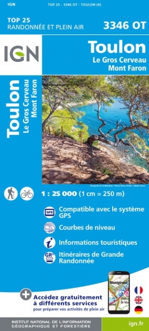 Online bestellen: Wandelkaart - Topografische kaart 3346OT Toulon | IGN - Institut Géographique National