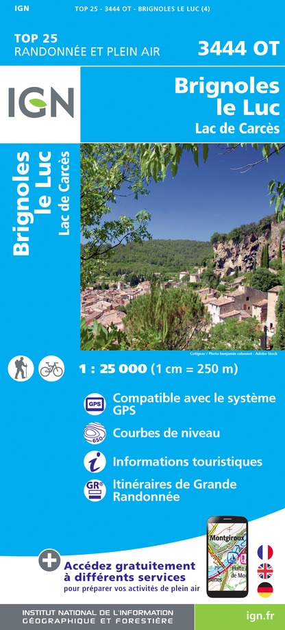 Online bestellen: Wandelkaart - Topografische kaart 3444OT Brignoles - le Luc | IGN - Institut Géographique National