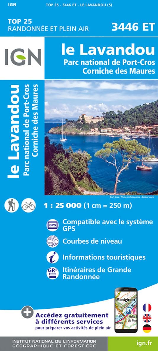 Online bestellen: Wandelkaart - Topografische kaart 3446ET Le Lavandou | IGN - Institut Géographique National