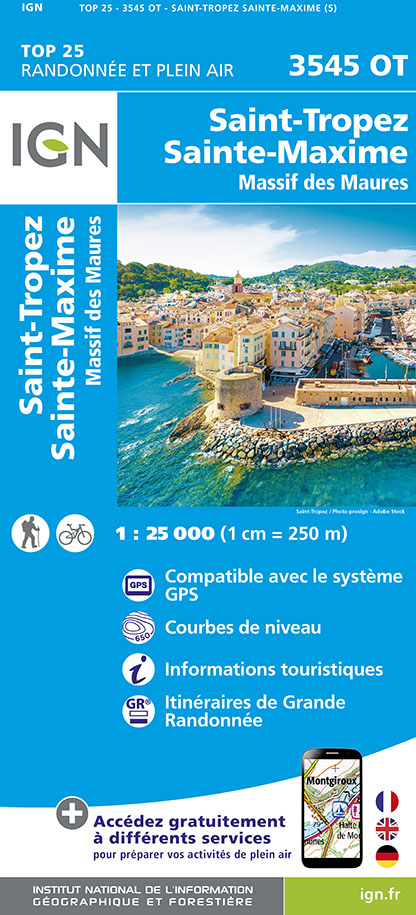 Online bestellen: Wandelkaart - Topografische kaart 3545OT Saint-Tropez - Sainte-Maxime | IGN - Institut Géographique National