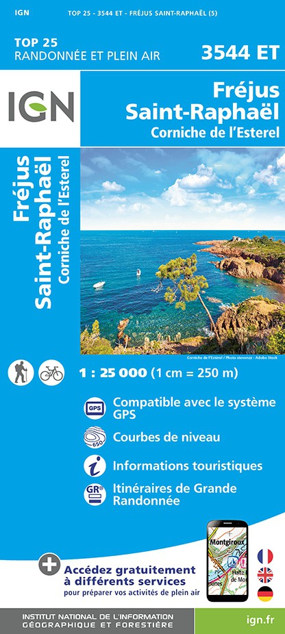 Online bestellen: Topografische kaart - Wandelkaart 3544ET Fréjus - Saint-Raphaël | IGN - Institut Géographique National