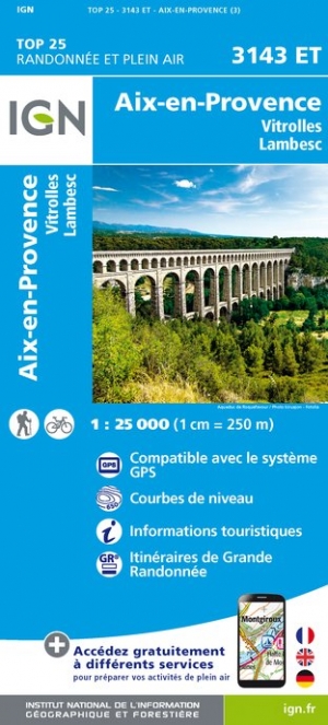 Online bestellen: Wandelkaart - Topografische kaart 3143ET Aix-en-Provence | IGN - Institut Géographique National