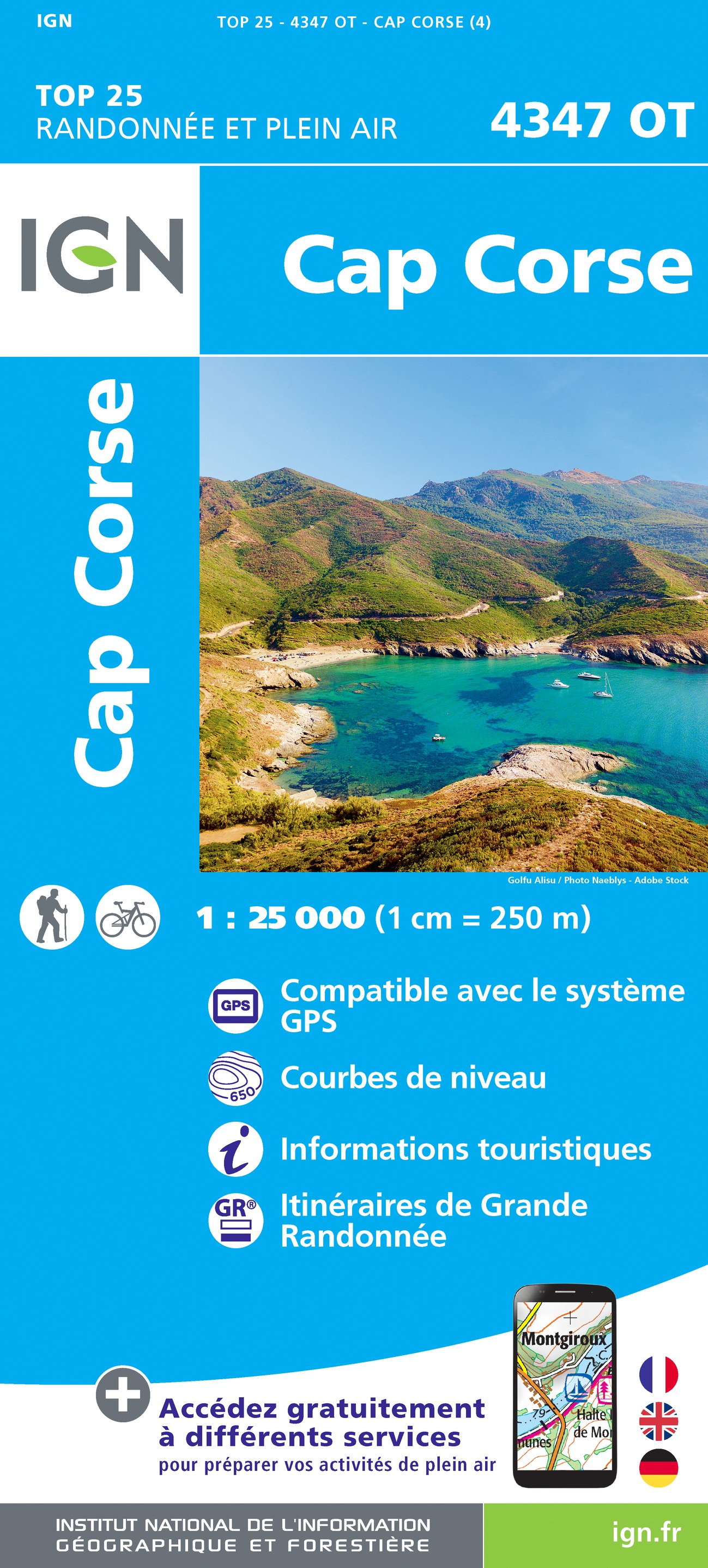 Online bestellen: Wandelkaart - Topografische kaart 4347OT Cap Corse | IGN - Institut Géographique National
