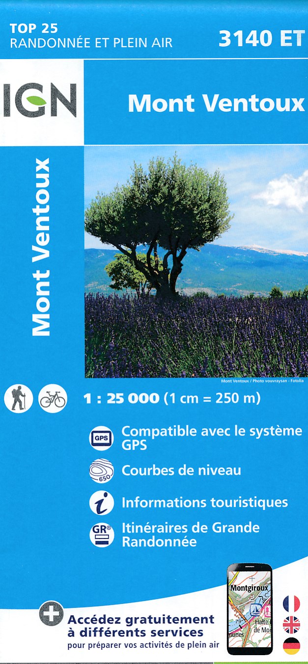 Online bestellen: Wandelkaart - Topografische kaart 3140ET Mont Ventoux | IGN - Institut Géographique National
