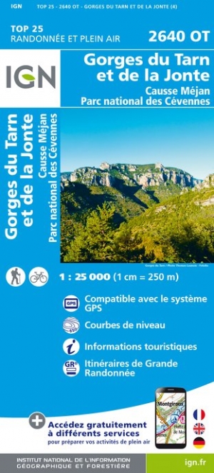 Online bestellen: Wandelkaart - Topografische kaart 2640OT Gorges du Tarn et de la Jonte | IGN - Institut Géographique National