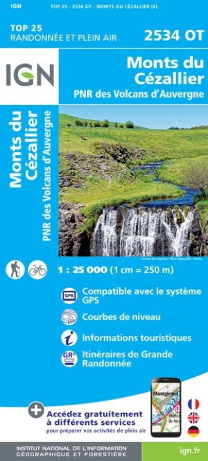Online bestellen: Wandelkaart - Topografische kaart 2534OT Monts du Cezallier, Condat, Allanche, Parc Volcans d'Auvergne | IGN - Institut Géographique National