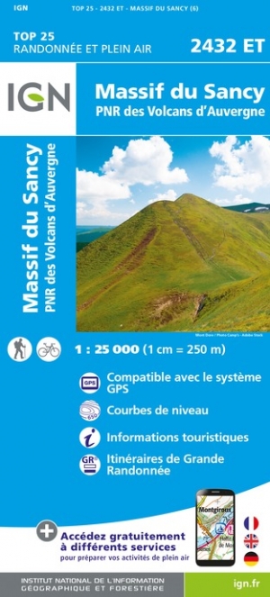 Online bestellen: Wandelkaart - Topografische kaart 2432ET Massif du Sancy | IGN - Institut Géographique National