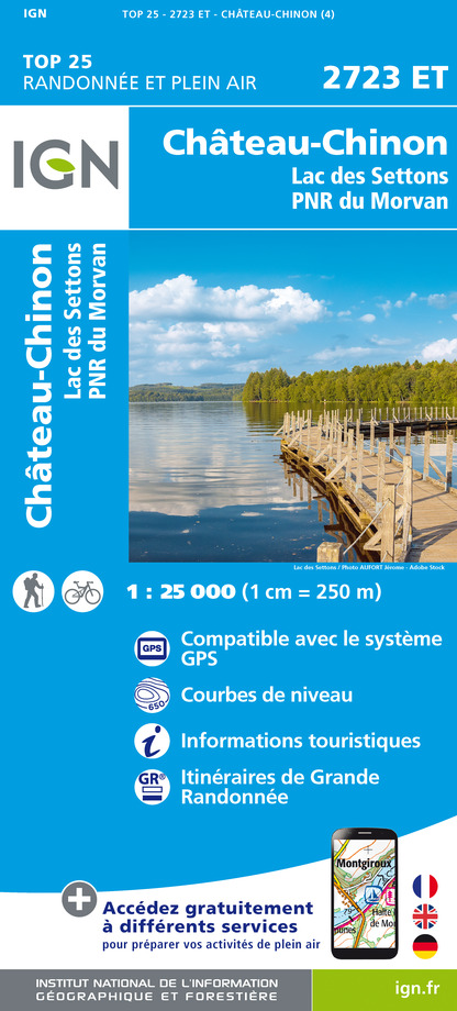 Online bestellen: Topografische kaart - Wandelkaart 2723ET Château-Chinon | IGN - Institut Géographique National