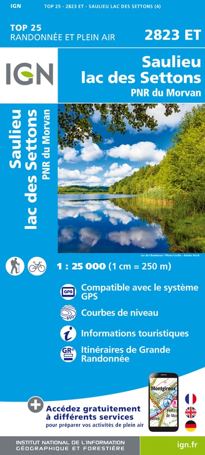 Online bestellen: Topografische kaart - Wandelkaart 2823ET Saulieu - Lac de Settons | IGN - Institut Géographique National