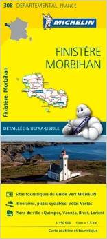 Online bestellen: Wegenkaart - landkaart 308 Finistere - Morbihan (Bretagne) | Michelin