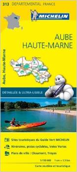 Online bestellen: Wegenkaart - landkaart 313 Aube - Haute Marne | Michelin