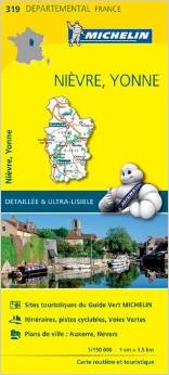 Online bestellen: Wegenkaart - landkaart 319 Bourgondie: Nievre - Yonne | Michelin