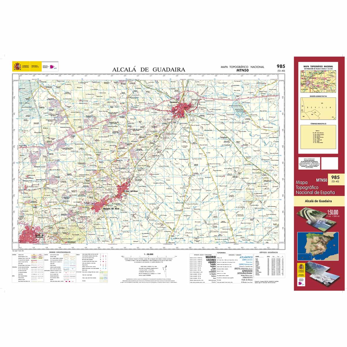 Topografische kaart 985 MT50 Alcalá de Guadaira | CNIG - Instituto Geo