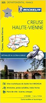 Online bestellen: Wegenkaart - landkaart 325 Creuse - Haute Vienne | Michelin