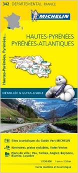Online bestellen: Wegenkaart - landkaart 342 Hautes-Pyrenees, Pyrenees Atlantigues | Michelin