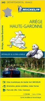 Online bestellen: Wegenkaart - landkaart 343 Ariege - Haute Garonne | Michelin