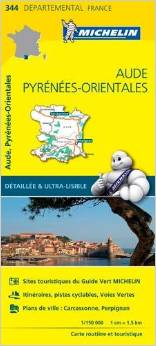 Online bestellen: Wegenkaart - landkaart 344 Aude - Pyrenees Orientales | Michelin
