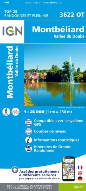 Online bestellen: Wandelkaart - Topografische kaart 3622OT Montbéliard | IGN - Institut Géographique National