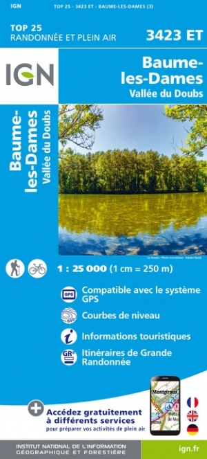 Online bestellen: Wandelkaart - Topografische kaart 3423ET Baumes-les-Dames, Vallee du Doubs | IGN - Institut Géographique National