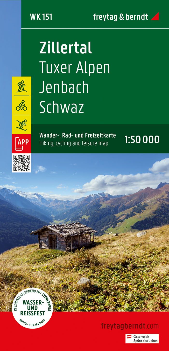 Fietskaart - Wandelkaart 151 Zillertal - Tuxer Alpen-Jenbach-Schwaz |
