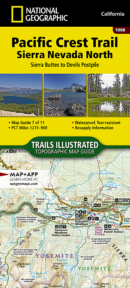 Wandelkaart 1008 Pacific Crest Trail: Sierra Nevada North | National G