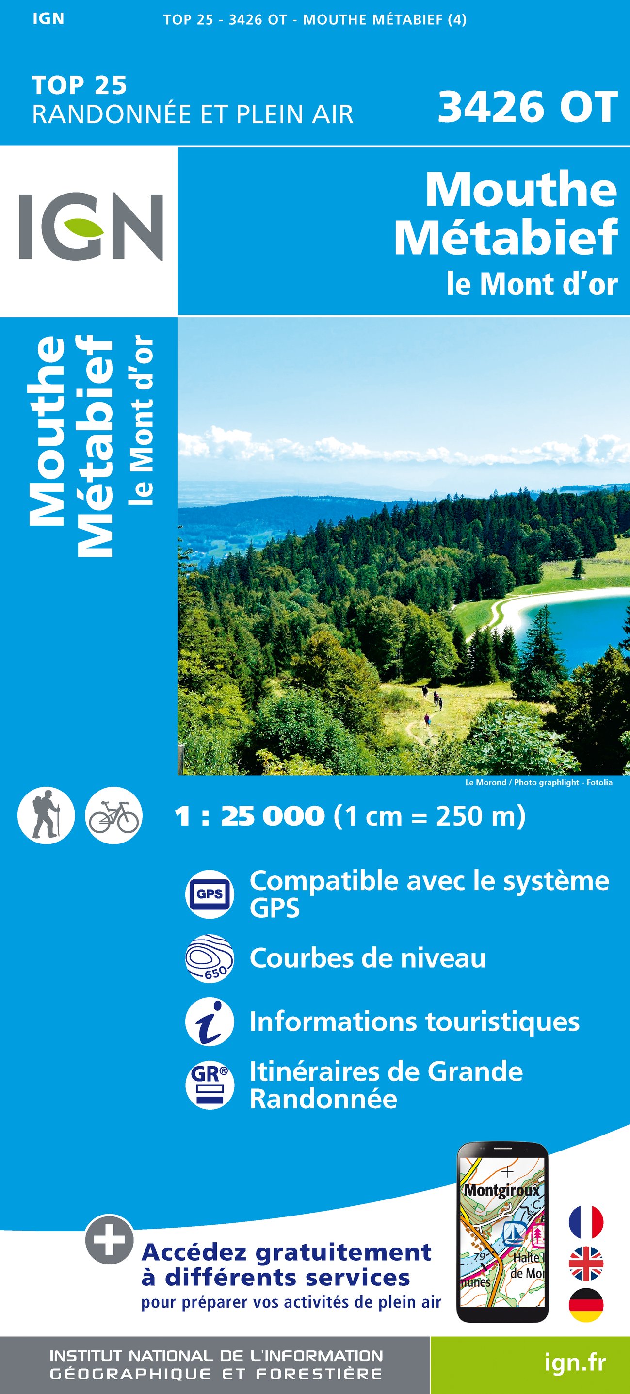Online bestellen: Wandelkaart - Topografische kaart 3426OT Mouthe - Métabief | IGN - Institut Géographique National