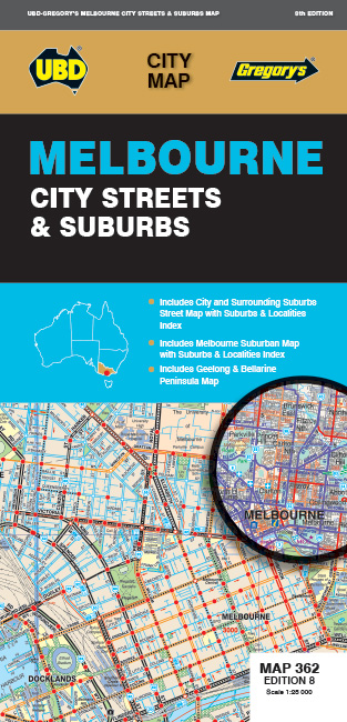Stadsplattegrond 362 Melbourne City Streets & Suburbs | UBD Gregory's