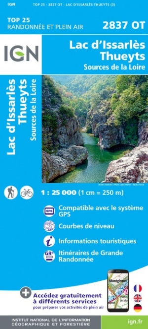 Online bestellen: Wandelkaart - Topografische kaart 2837OT Lac d'Issarlès - Thueyts | IGN - Institut Géographique National