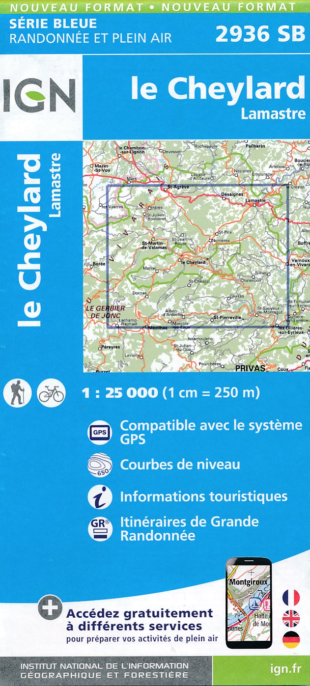 Online bestellen: Topografische kaart - Wandelkaart 2936SB le Cheylard | IGN - Institut Géographique National