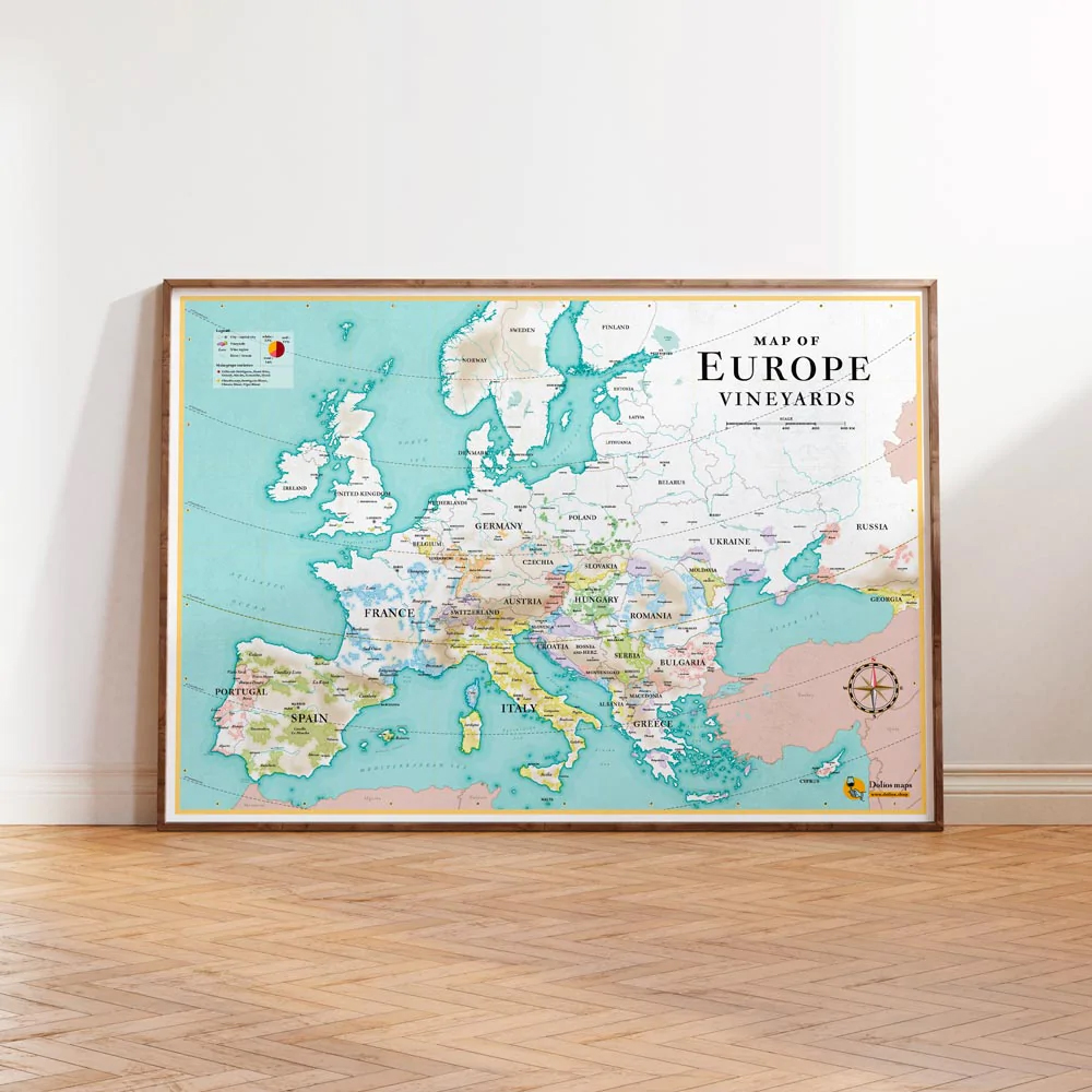 Poster European Wine Map XL | Wijng…
