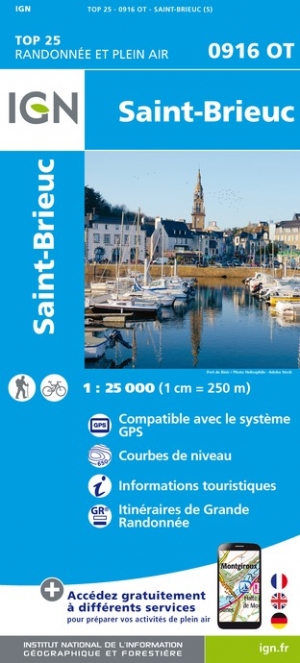 Online bestellen: Wandelkaart - Topografische kaart 0916OT Saint-Brieuc | IGN - Institut Géographique National