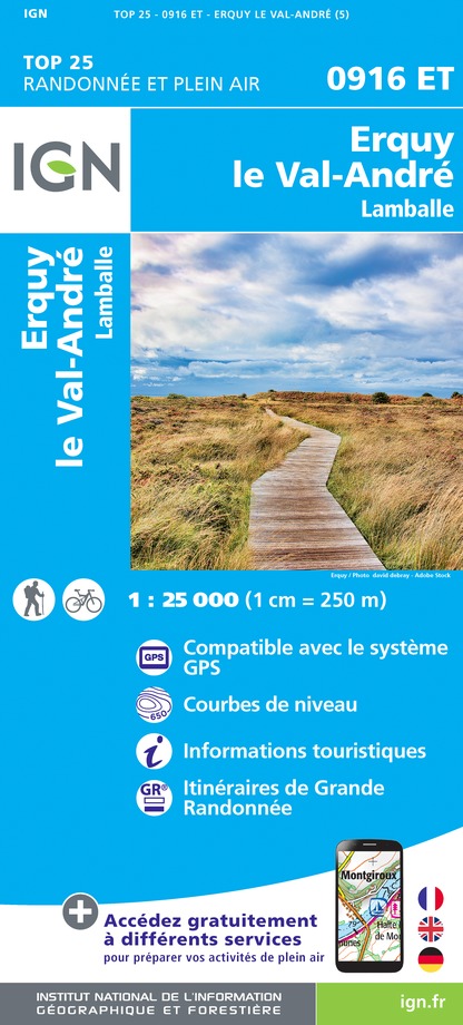 Online bestellen: Wandelkaart - Topografische kaart 0916ET Erquy - le Val-André | IGN - Institut Géographique National