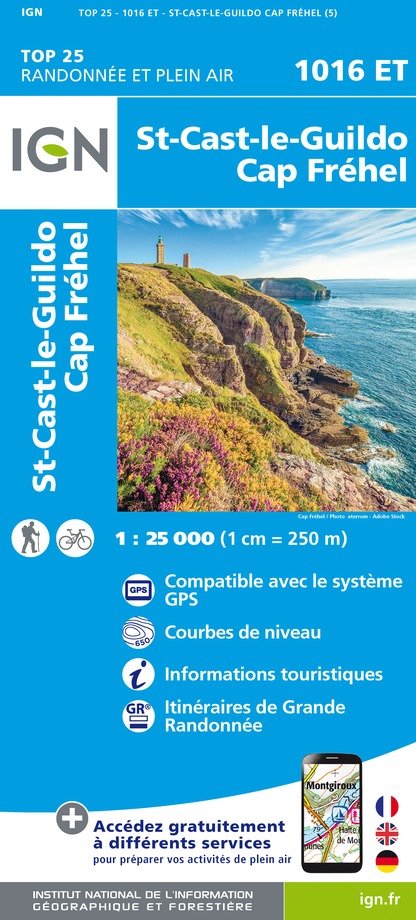 Online bestellen: Wandelkaart - Topografische kaart 1016ET St.-Cast-le-Guildo - Cap Fréhel | IGN - Institut Géographique National