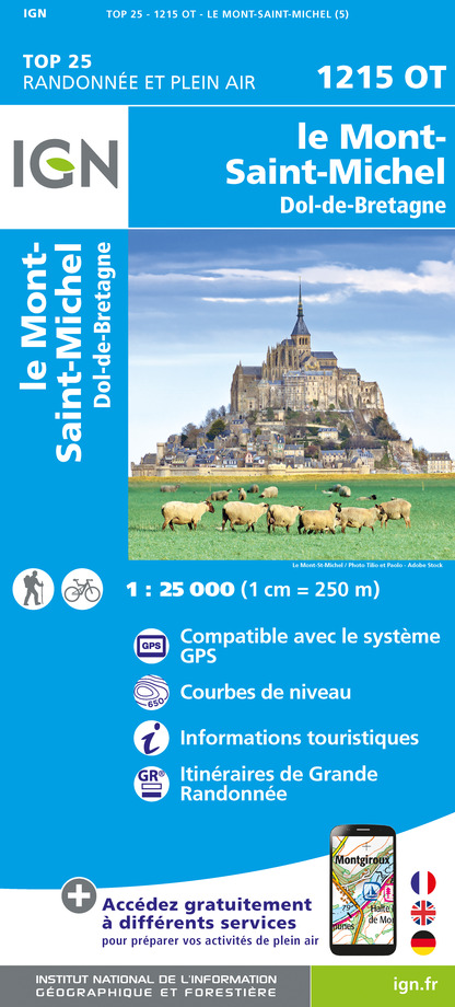 Online bestellen: Wandelkaart - Topografische kaart 1215OT Le Mont St.-Michel, Dol-de-Bretagne | IGN - Institut Géographique National