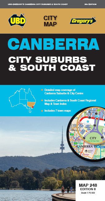 Stadsplattegrond 248 Canberra City Suburbs & South Coast | UBD Gregory