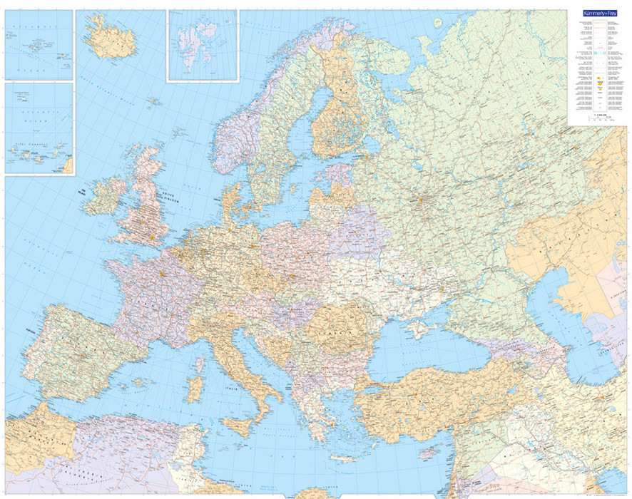 Wandkaart Europe Political | 126 x…