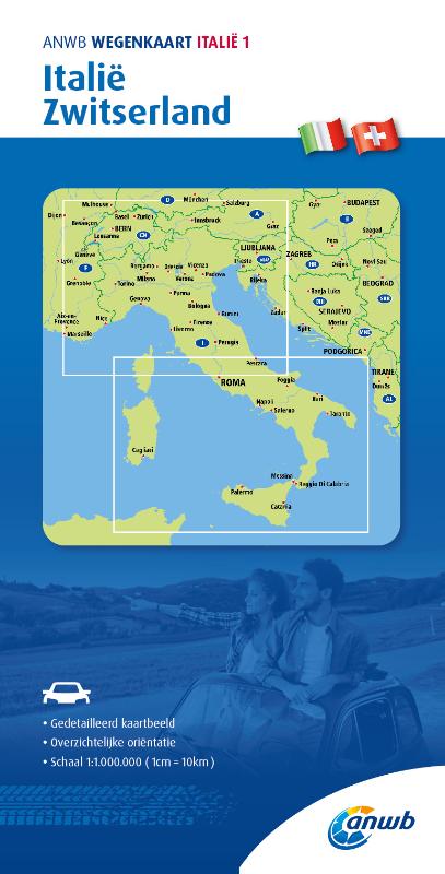 Online bestellen: Wegenkaart - landkaart 1 Italië - Zwitserland | ANWB Media