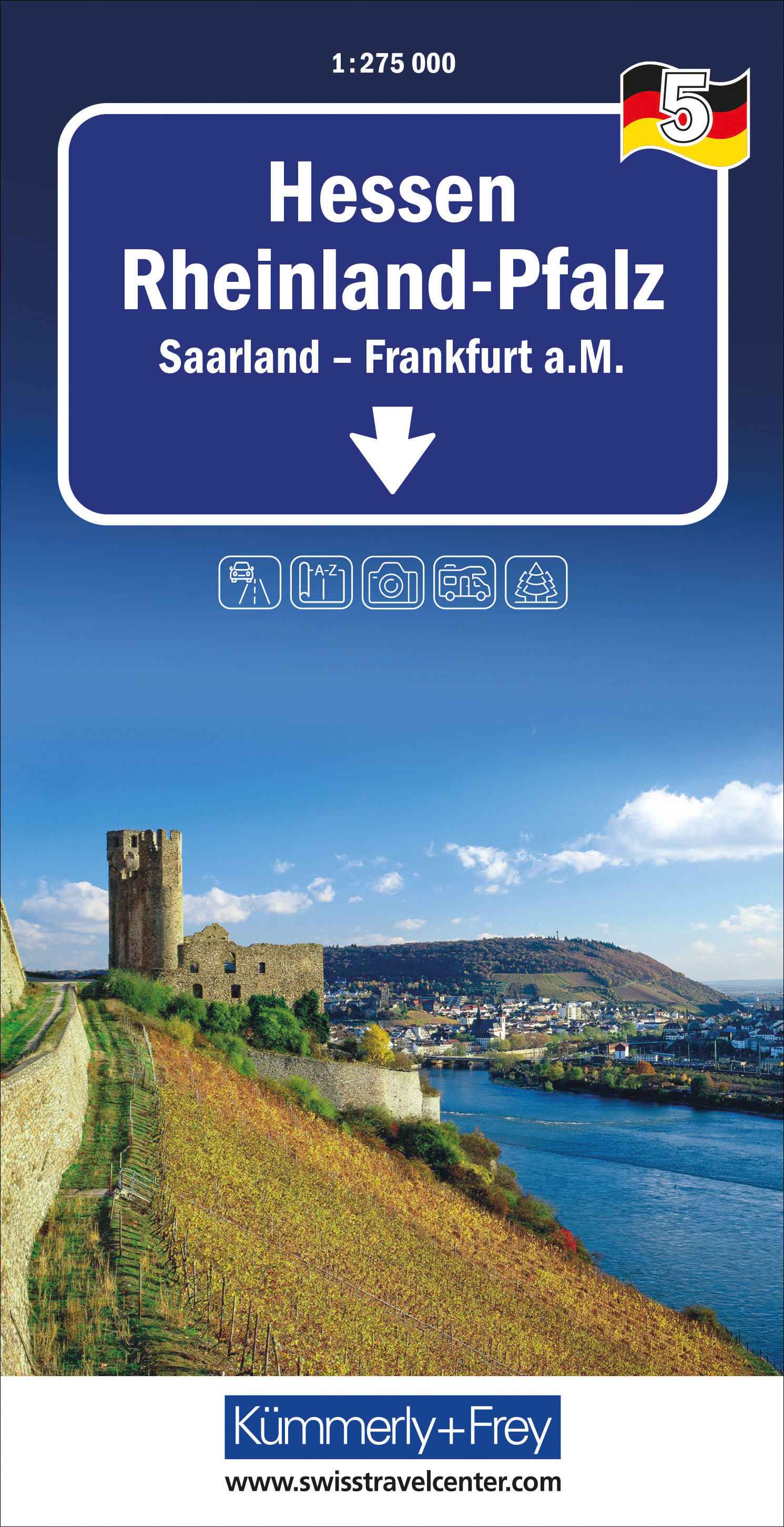 Wegenkaart - landkaart 5 Hessen Rheinland-Pfalz - Rijnland-Palts Saarl