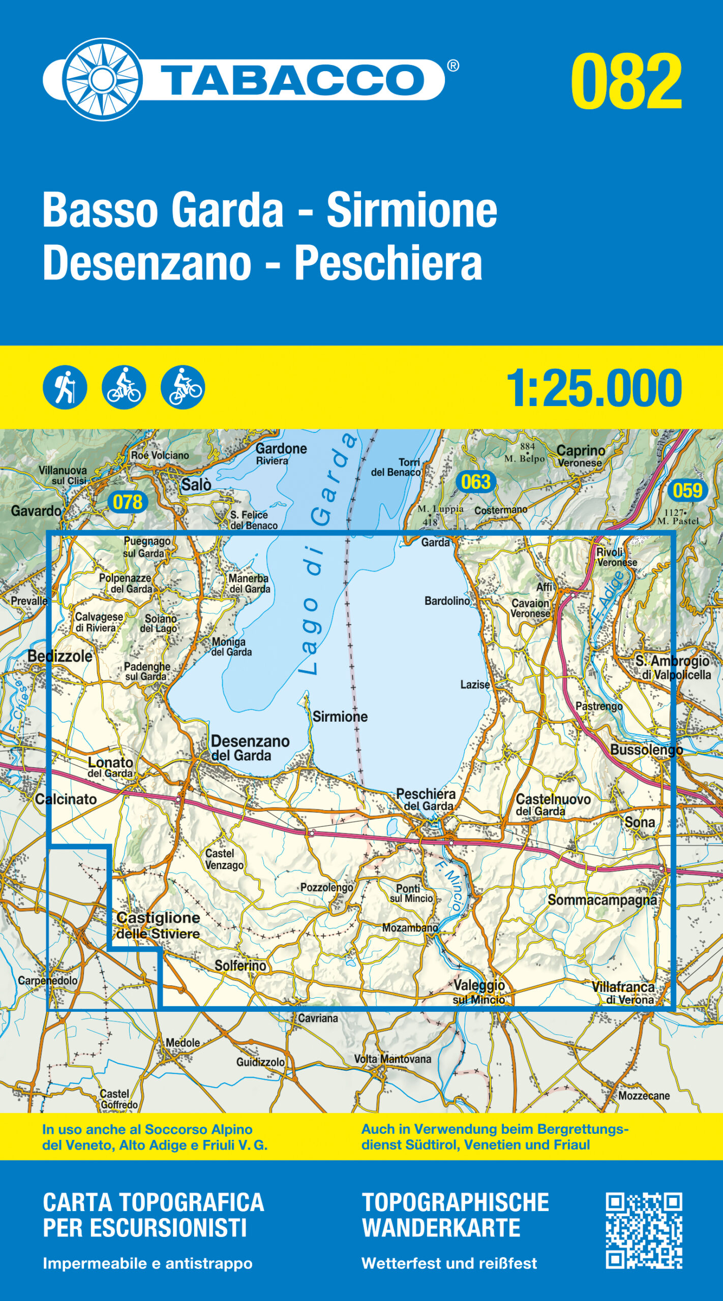 Wandelkaart 082 Basso Garda - Sirmione - Desenzano - Peschiera | Tabac