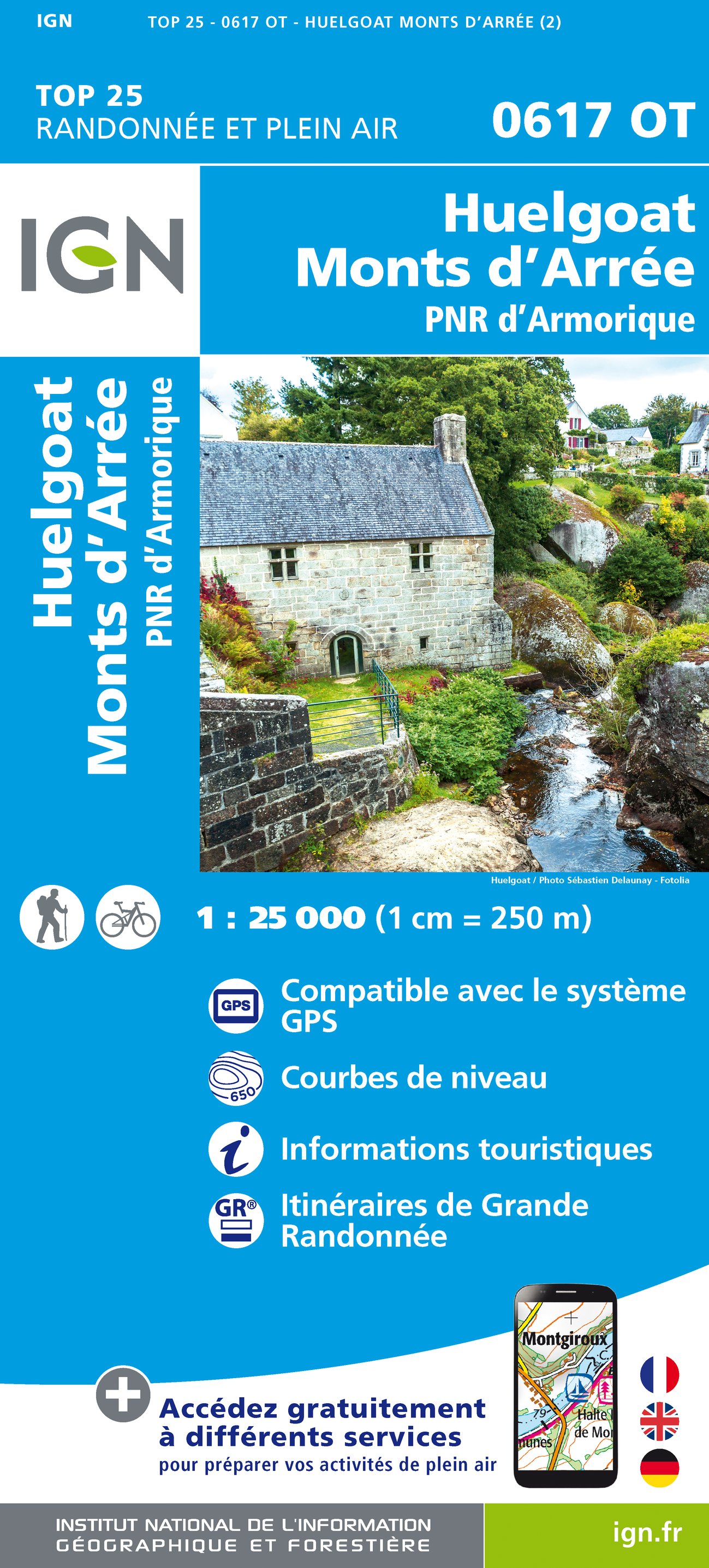 Online bestellen: Wandelkaart - Topografische kaart 0617OT Huelgoat, Monts d´Arrée, PNR d´Armorique, Plonevez - du - Faou | IGN - Institut Géographique National