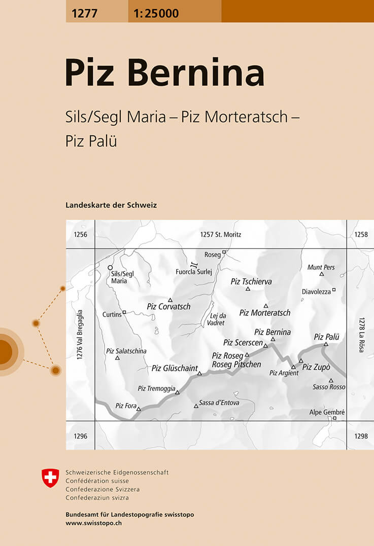 Online bestellen: Wandelkaart - Topografische kaart 1277 Piz Bernina | Swisstopo