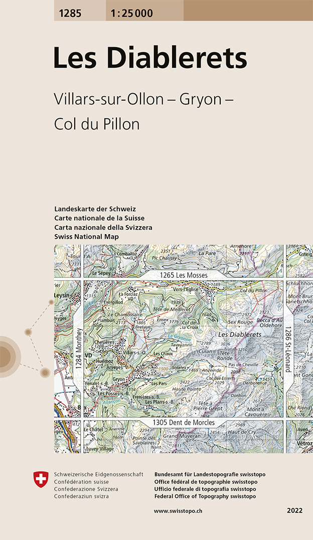 Online bestellen: Wandelkaart - Topografische kaart 1285 Les Diablerets | Swisstopo