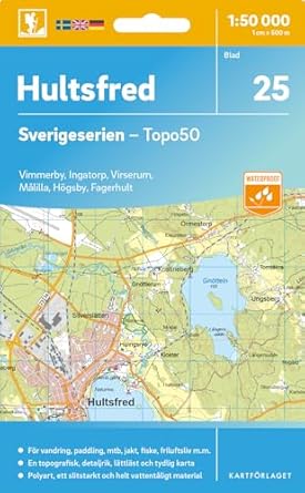 Topografische kaart – Wandelkaart 25 Sverigeserien Hultsfred | Norstedts