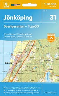 Topografische kaart – Wandelkaart 31 Sverigeserien Jönköping | Norstedts