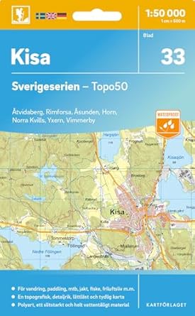 Wandelkaart – Topografische kaart 33 Sverigeserien Kisa | Norstedts